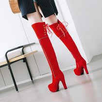 女跟高筒真皮低秋季靴2019圆头靴子纯色牛中年反绒中骑士跟