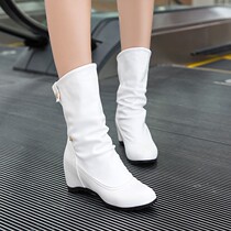 松糕凉品牌站底女鞋春秋欧洲鱼靴子秋冬高跟底显松糕2017女靴子瘦厚内增高